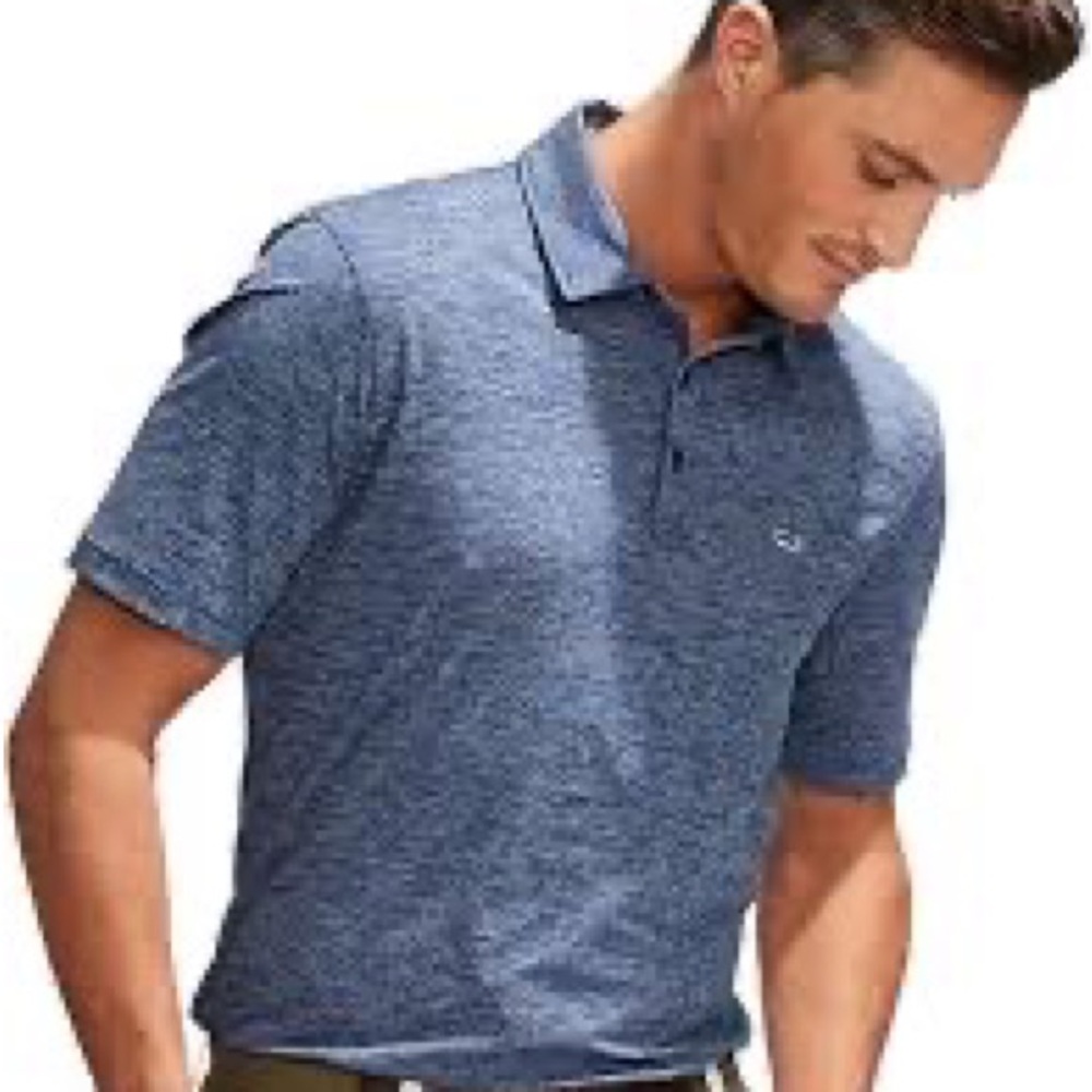 Vineyard Vines Destin Stripe Sankaty Polo; Heather Blue Stripe; Whale Logo Sz XL